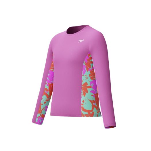  Speedo Girls LS Printed Splice Rashguard 