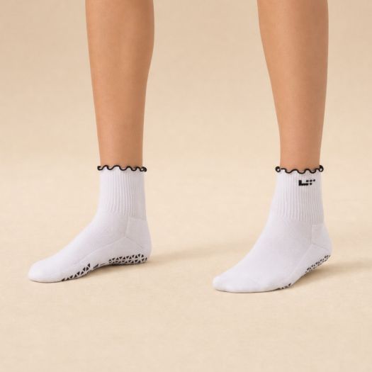 Women's Tavi Aria White Ruffle Grip Sock