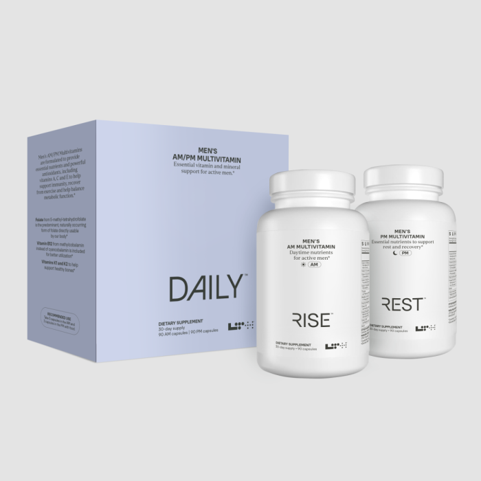 LTH Men's Daily Multivitamin AM/PM container, 2 bottles, 30-day supply, 90 capsules per container