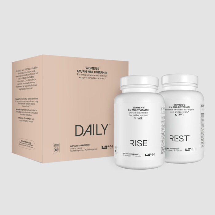LTH Women's Daily Multivitamin AM/PM container, 2 bottles, 30-day supply, 90 capsules per container