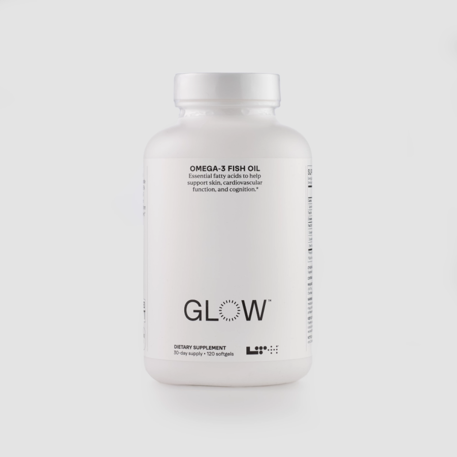 LTH Glow Omega-3 Fish Oil container, 30-day supply, 120 softgels
