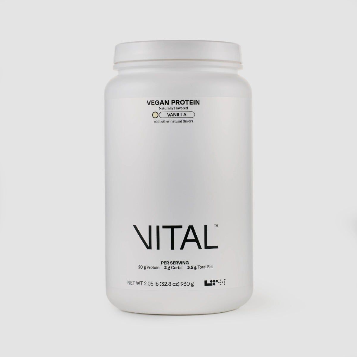 LTH Vital Vegan Protein Vanilla flavor container, 2.05lb.