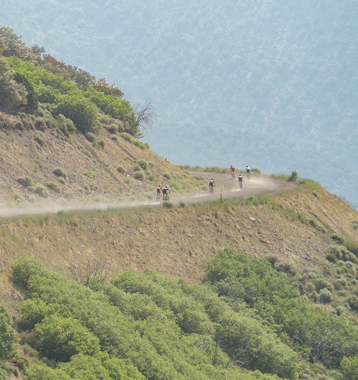 Crusher in the Tushar cyclist climbing in the Tushar mountains